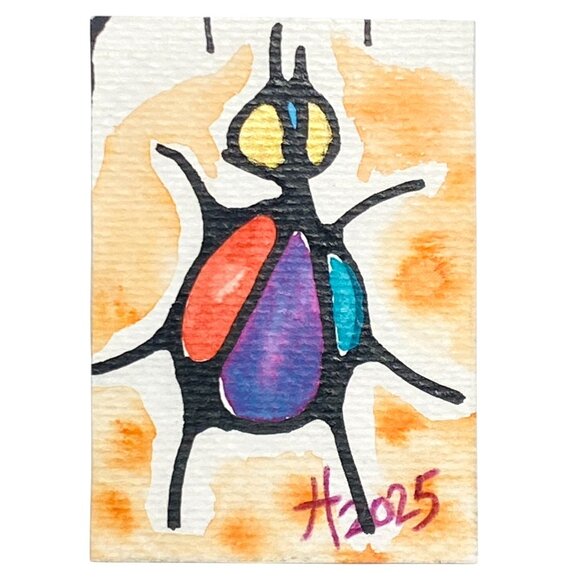 ACEO Original Neurographic Art Watercolor Mixed Media Artist Card ATC - Picture 1 of 3